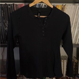 SKIMS Black Long Sleeve Henley Top SZ XL